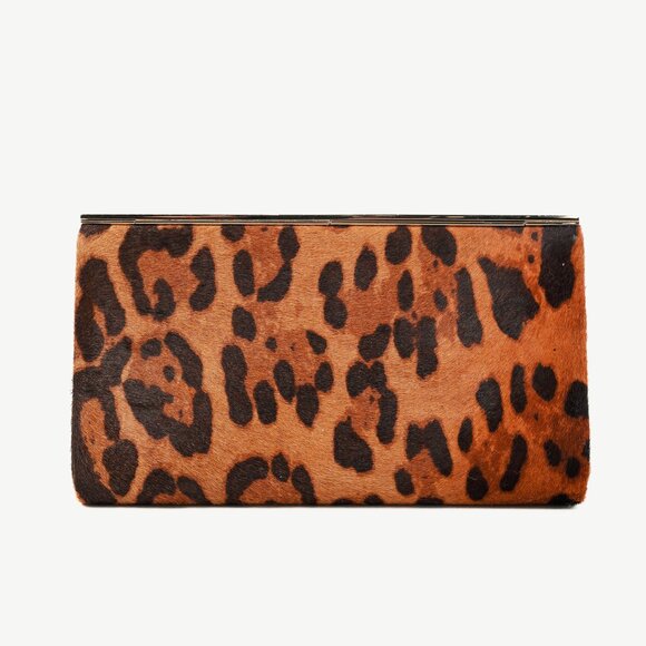 Jimmy Choo Cayla Leopard Pony Hair Enamel-Top Clutch - Picture 4 of 9